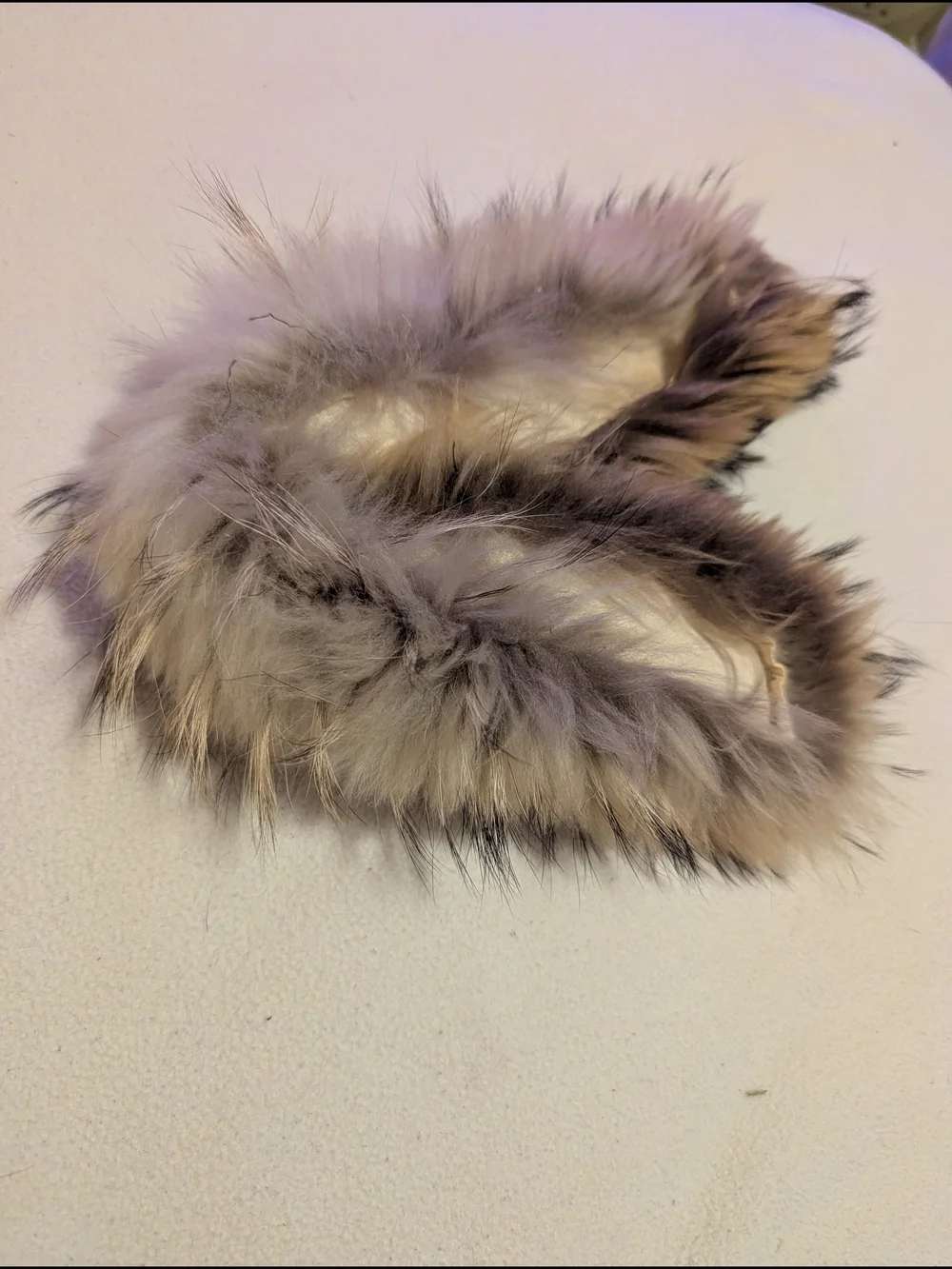 Genuine Real Fur Collar Trim | Detachable Fluffy Hood Ruff | Tan & Black